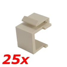 25 Pack Keystone Blank Insert Modular Snap-In Wall Plate Hole Cover Filler Ivory
