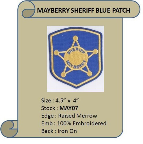 ANDY GRIFFITH MAYBERRY SHERIFF BLUE PATCH - MAY07 - Picture 2 of 2
