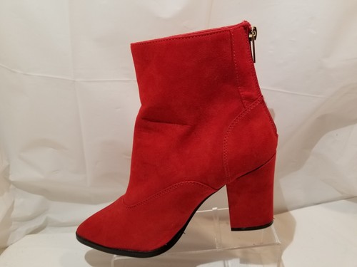 River Island Women's Red Suede Leather Ankle Boots Booties Zip Size 5 M - Picture 4 of 11
