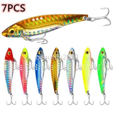 7pcs Metal Lure Fishing Lures Vib Blade Spinner Bait Sinking Baits Bass Pike