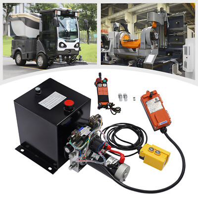 8 qt Double Acting Hydraulic Pump 12V DC Dump Trailer Wireless Remote Power Unit