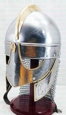 Handmade Viking Vendel Helmet With Chainmail Medieval Armor Helmet for Halloween