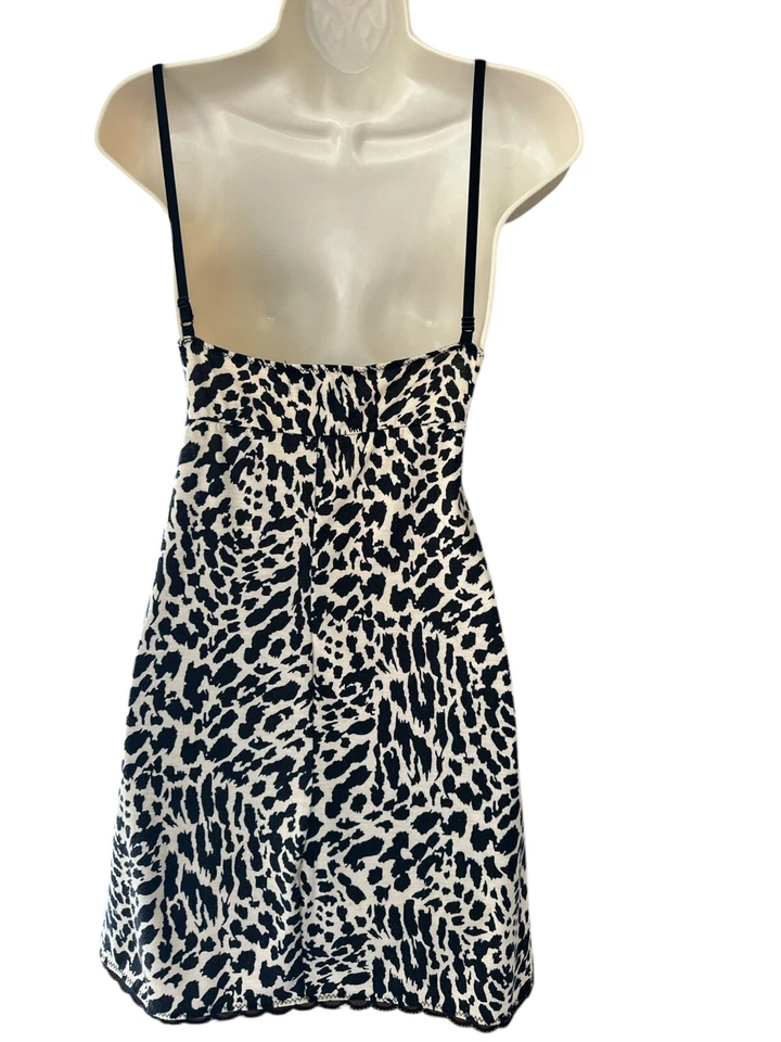 Vestido Betsey Johnson Betseyville Leopardo Quimise XL Negro Encaje Rosa Lazos Aberturas Foto 2 de 4