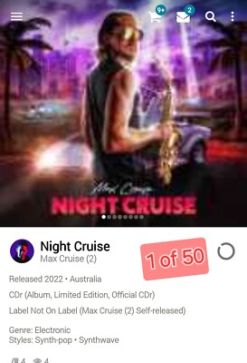 Max Cruise ~ Night Cruise 1 of 50 CD 2022 80s AOR Soft Rock Pop SynthWave