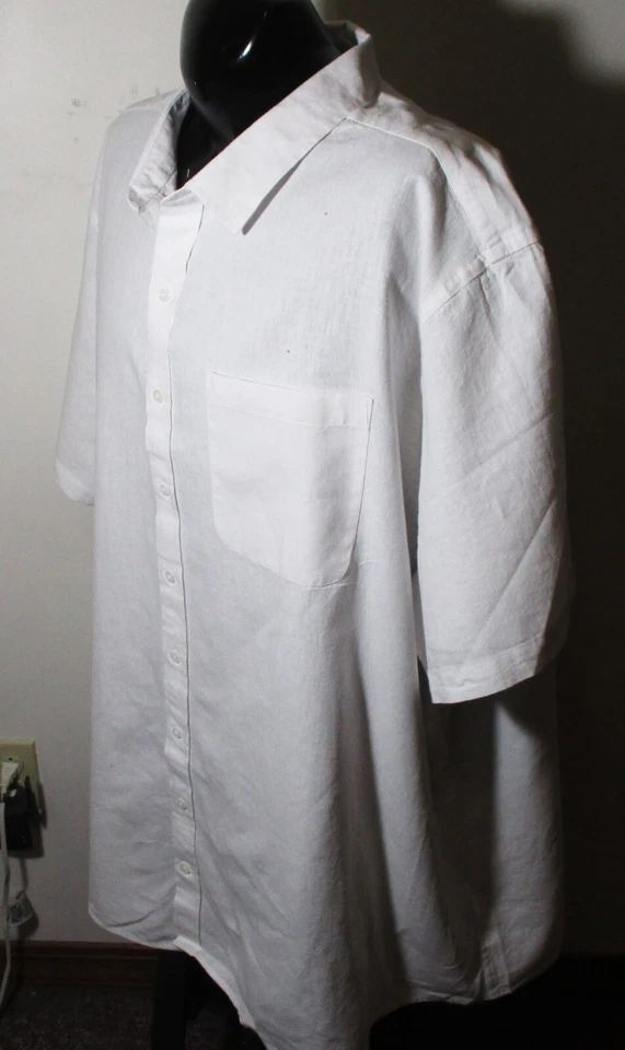 4XL AMAZON Essentials White Linen Short Sleeve Shirt Men's Size 4XL NWT - Image 4 of 4