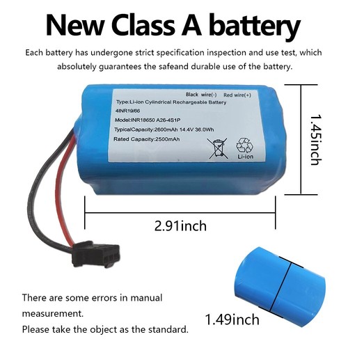 cellePhone batería Li-Ion Compatible con Ecovacs Deebot N79S N79 DN622 CEN546 - Proscenic 850T 850P (reemplazado ICR18650-26J-4S1P) - 2600mAh / 14, 8V