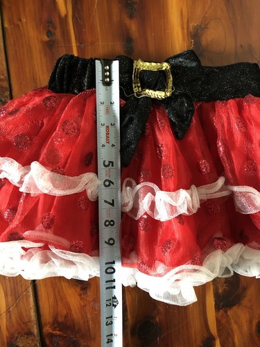 Christmas Tutu Skirt Girls Size 7/8 Sequin Belt Bow White Red Glitter Polka Dot - Picture 8 of 9
