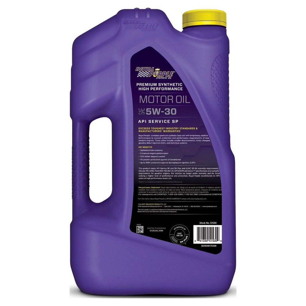 Royal Purple High Performance Motor Oil 5W-30 Premium Synthetic Motor Oil 5Qt