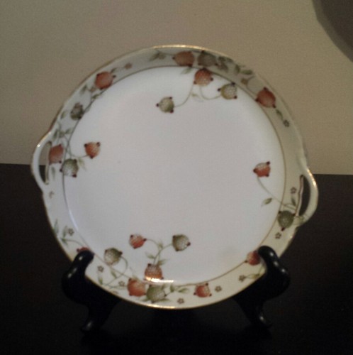 Plato para servir pastel floral vintage de Nipon China manijas de oro ¿miel pintada a mano?