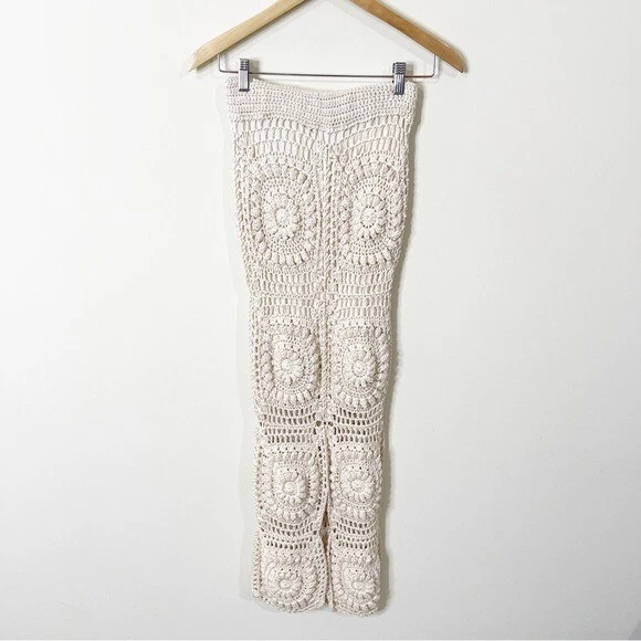 Mercerized Cotton Crochet Long Skirt