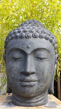 Buddha Kopf  Indonesien Lavastein Skulptur Statue Feng Shui Garten Dekoration