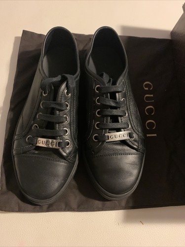 Gucci Youth Pebbled Nappa Leather Low Top Size 2 Sneakers Nero Black 312615  6G | eBay