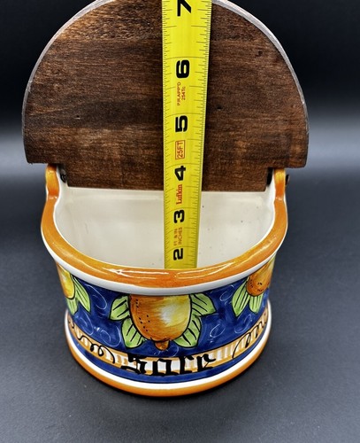 Salt Cellar Wood Lid Ceramic Box Made In Italy Vintage - Picture 14 of 15