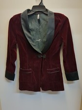 Maroon Playboy Hugh Hefner Smoking Jacket size S Party Wear Dinner Blazer bunny