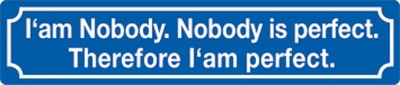 I AM NOBODY - NOBODY IS PERFECT Funschild Blechschild Strassenschild 10x46 cm 14