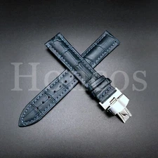 21MM LEATHER WATCH STRAP BAND DEPLOYMENT BUCKLE CLASP FOR ULYSSE NARDIN BLUE WS