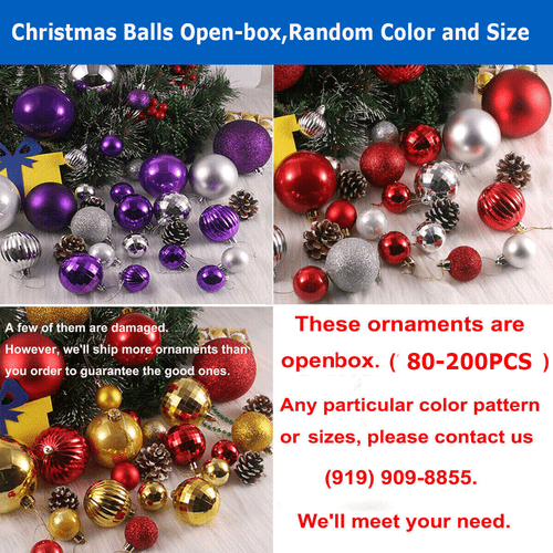 Christmas Ball Openbox Ornaments Shatterproof Xmas Decor Hanging Balls 80-200PCS - Picture 3 of 16