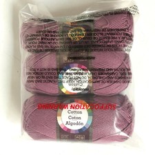 Lion Brand Lilac 24/7 Cotton Algodon Yarn, Pack of 3 skeins - 1 partially used 
