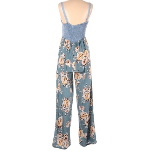 B.O.G Collection Women's Blue Denim Floral Jumpsuit Size M - Picture 5 of 6