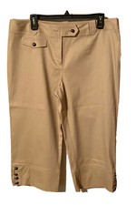 Cato  s Brown Flat Front Cotton Capri Cropped Pants Sz 14. NWT. WB13