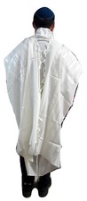 Kosher Jewish Tallit Talis Prayer Shawl 100 Wool 43X63"/110x160cm Israel.White