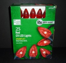 NEW Home Accents Holiday 25 Red C9 LED Lights Light, Super-Bright 1 Box 