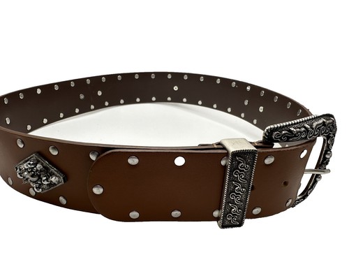 Chicos Leopard Print Black Enamel Gold Tone Geometric Link Chain Belt RN 79984 Chico main image 2