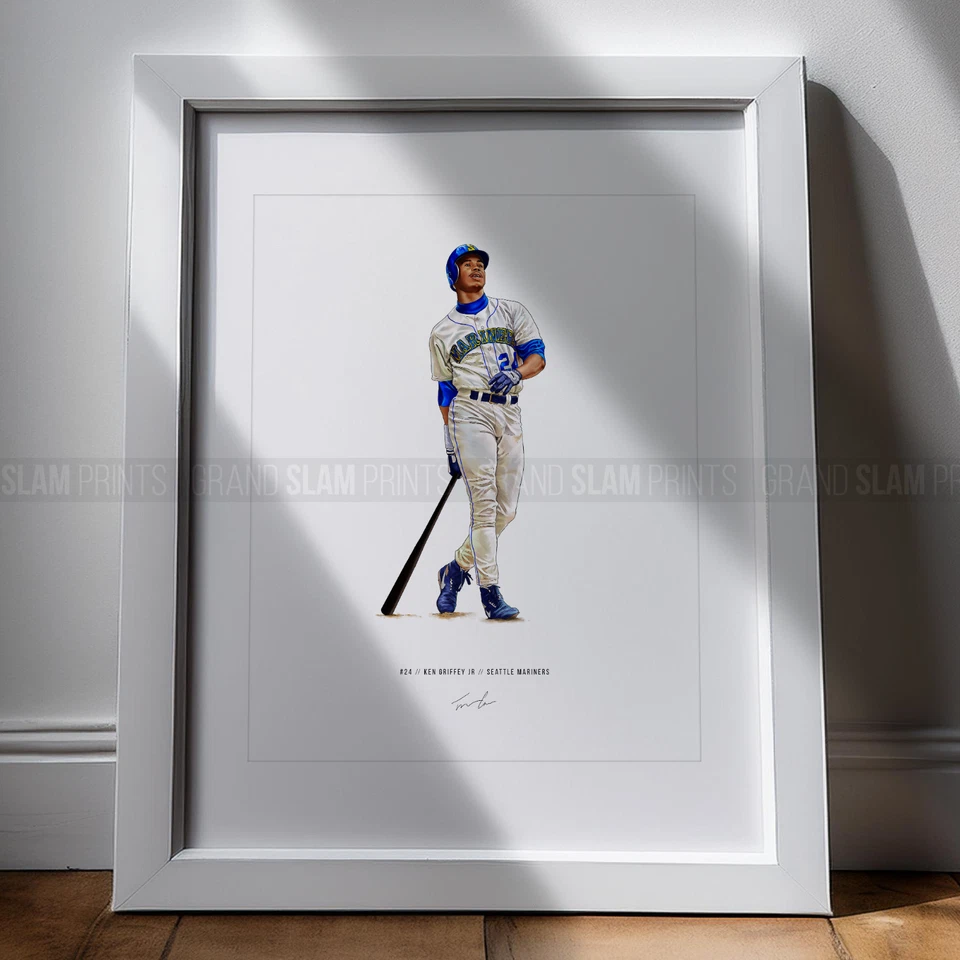 Arte póster impreso 8x10 Ken Griffey Jr Seattle Mariners novato béisbol Foto 2 de 4