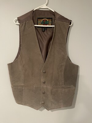 Vintage Global Identity G-III Brown Suede Vest Mens Size XL Biker Western Snap