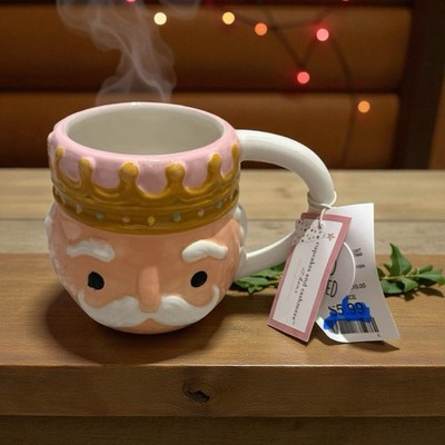 Cupcakes And Cashmere Pastel Pink Christmas Nutcracker Crown Coffee Tea Mug NEW