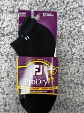 FootJoy ProDry Golf Socks 2 Pack Black Wmns 6-9 Cushioned Roll Tab NWT