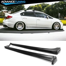 Fits 12-15 Civic Sedan JDM Mugen Style PU Side Skirts Rocker Panel Splitter 2PCS