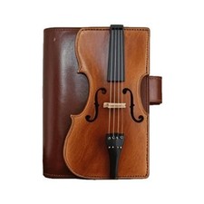 Elegant Violin-Themed Leather Notebook with Detailed Embossing Cover 