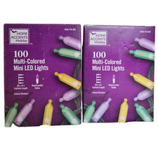 Home Accents Holiday 2 Box 100 Multi Colored Mini Led Lights Green Purple Orange