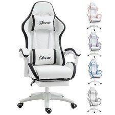 Vinsetto Racing Style Gaming Chair with Reclining Function, White Refurbished