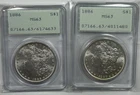 (2!) 1886 PCGS Rattler Morgan Dollars MS63 - Holders Are In Great Shape!
