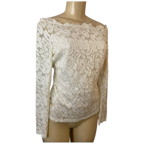 Y2K White Floral Lace Off The Shoulder Fairy Cottage Medium - Picture 3 of 5