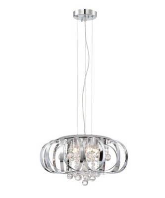 Lite Source EL-10137 Creola 5 Light Pendant with Chrome Shade and Crystal Accent