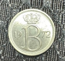 25 Centimes - Baudouin I French text 1972 Belgium Coin KM# 153