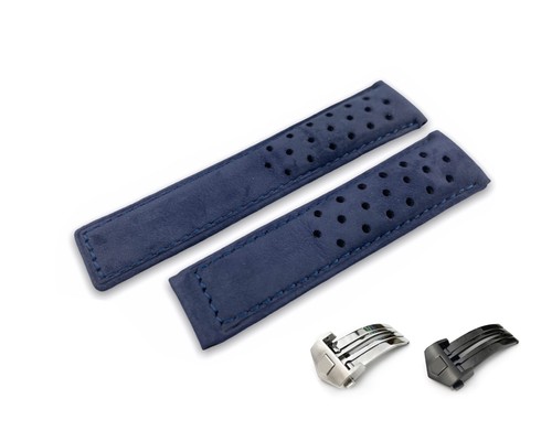 Blau 20 22 mm Echt Wildleder Leder Armband/Band passt Tag Heuer Uhrenschließe/Schließe - Bild 1 von 10