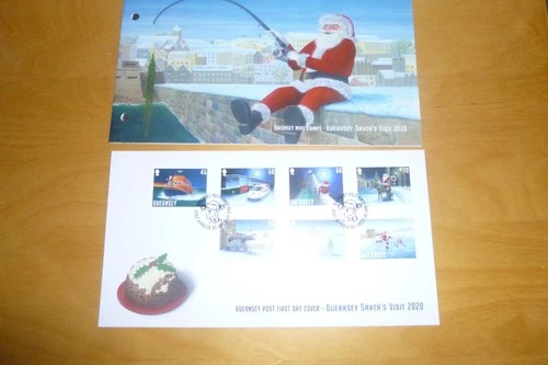 GUERNSEY  FIRST DAY COVER SANTA'S VISIT 2020 AND MINT STAMPS