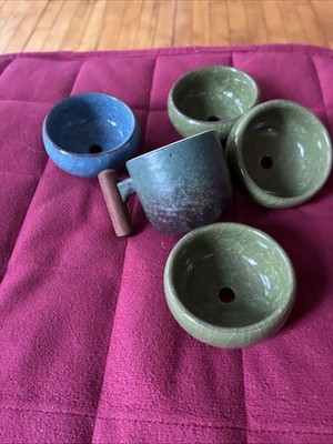 Ceramic Miniature Cup and Planters Set of 5 . Gorgeous glazed hand made Ceramics