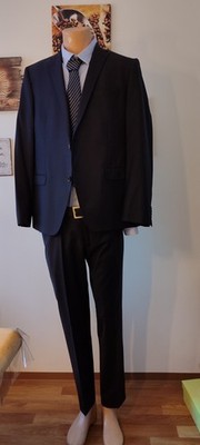 Anzug Herren Gr 50 Dunkelblau Schwarz Benvenuto