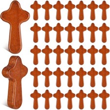 Menkxi 200 Pcs Pocket Crosses Bulk Comfort Mini Wooden Small Holding Hand Cro...
