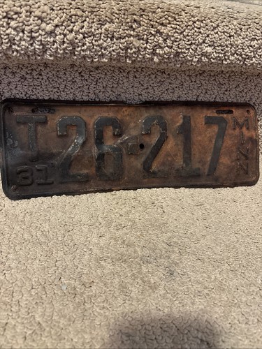Vintage Original 1931 Car Truck Minnesota License Plate Tag T26-217 Antique