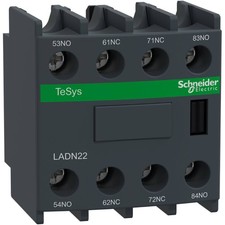 1PC SCHNEIDER ELECTRIC LADN22 Auxiliary Contact Block, 2NO-2NC, Screw Term, TeS