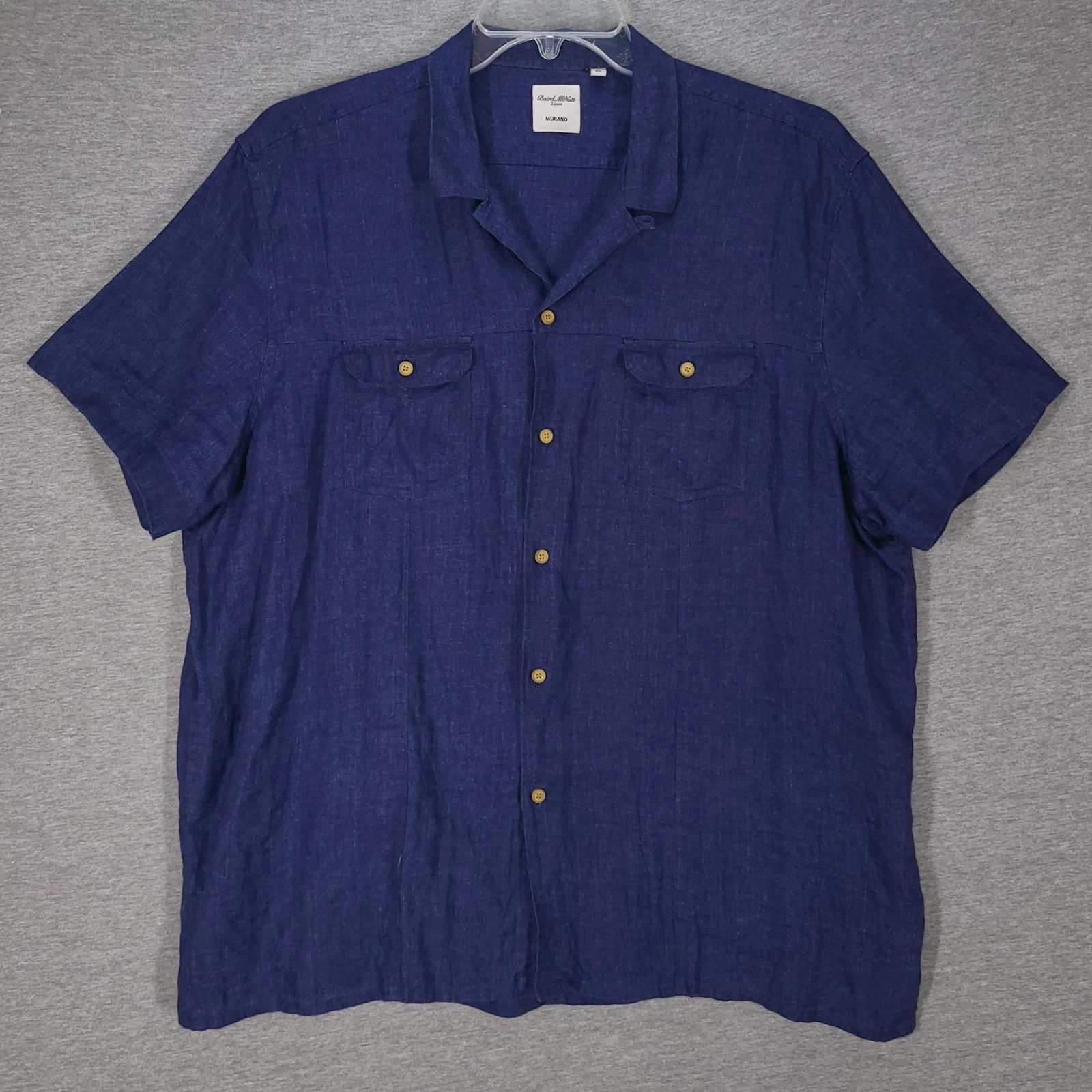 Murano Baird McNutt Linen Shirt Mens XL Short Sleeve Button Up Casual Pocket