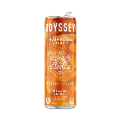 Odyssey Elixir Sparkling Mushroom Elixir, Orange Ginger 12 Fl Oz Can