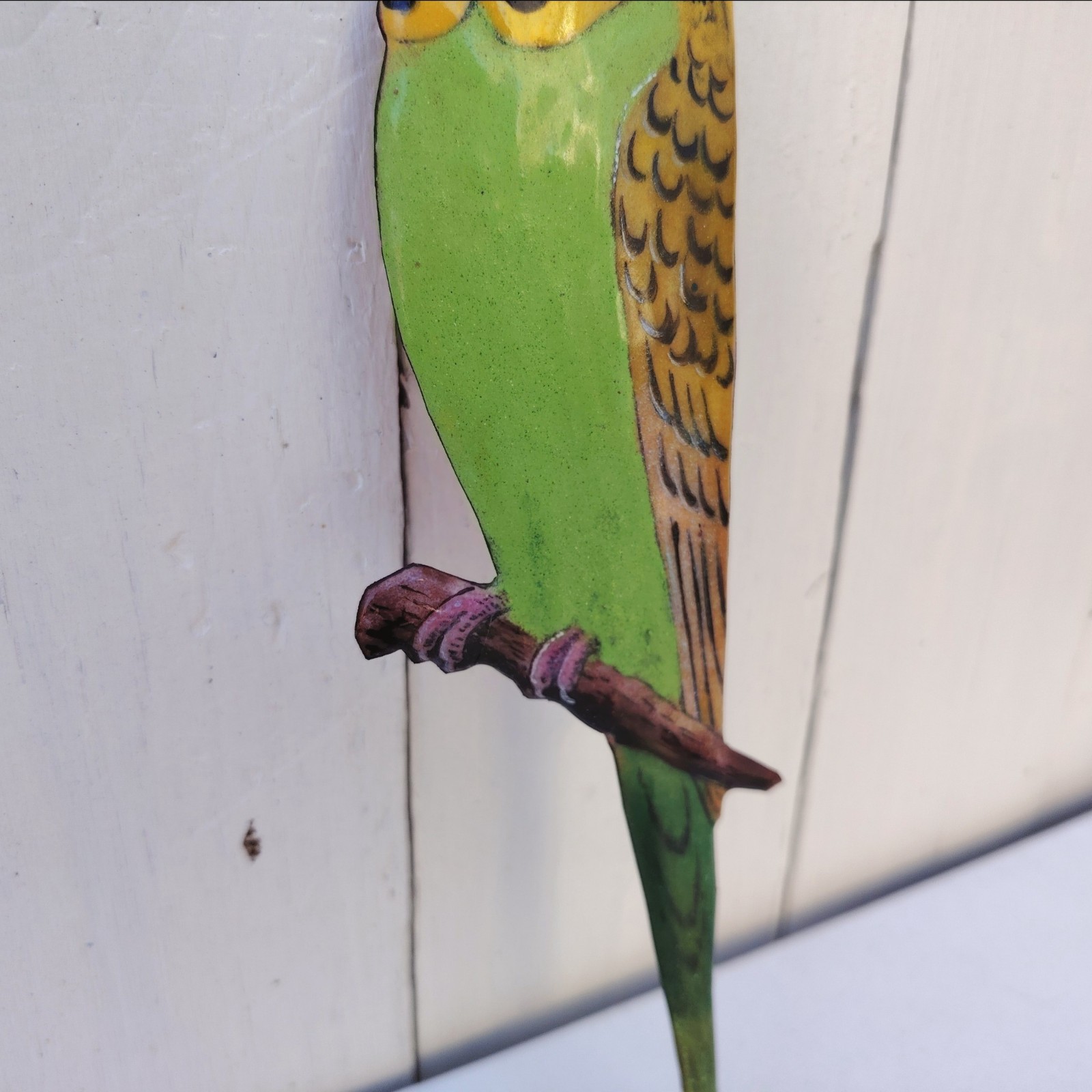 Oiseau perruche ondulée des bois, Emaux Limoges