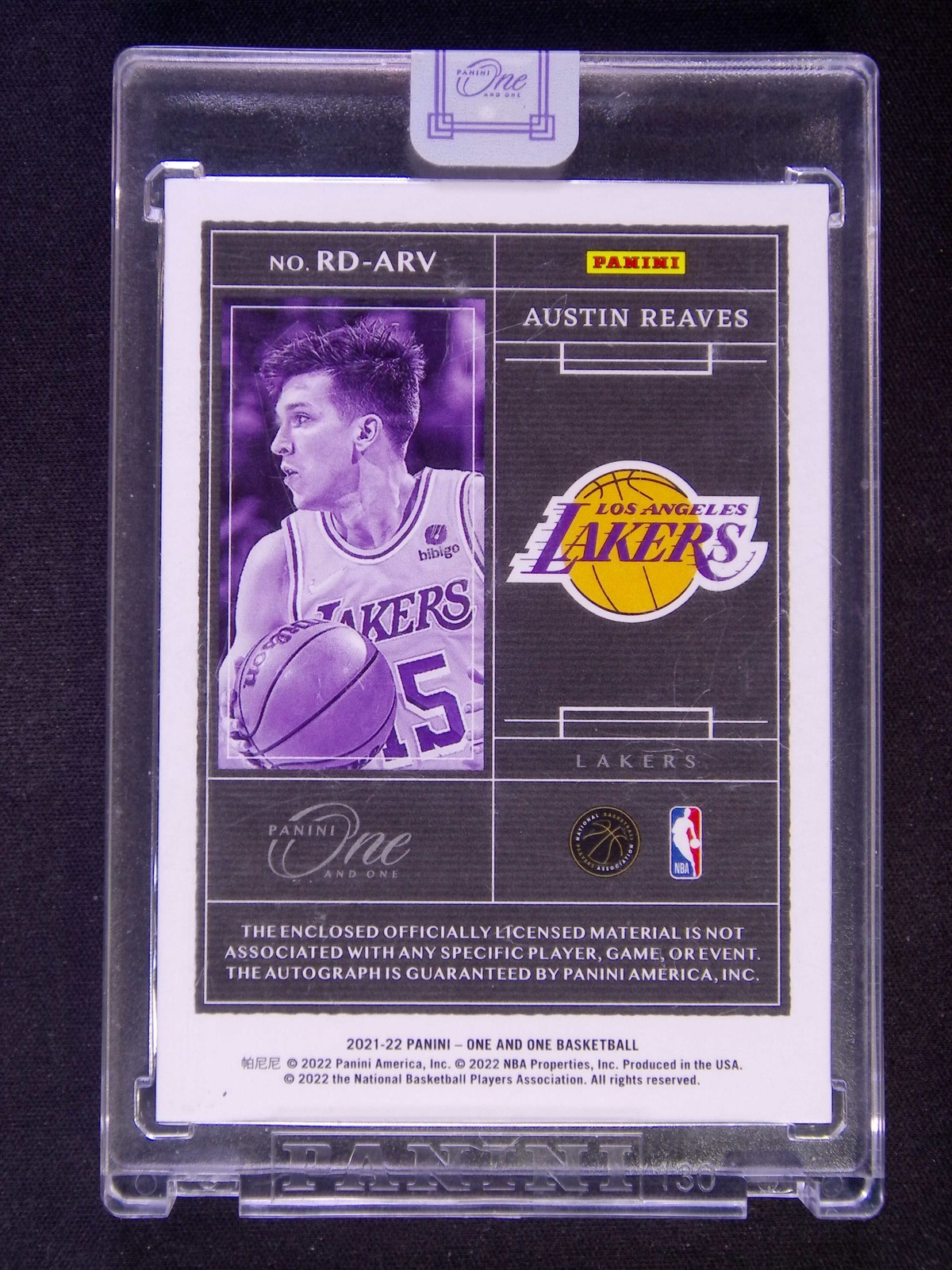 2021-22 Panini One And One Austin Reaves RC Rookie Dual Patch Auto RPA /49 view 2